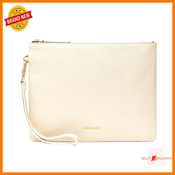 Large Leather Wristlet Clutch Purse with Detachable Strap Slim Phone Pouch